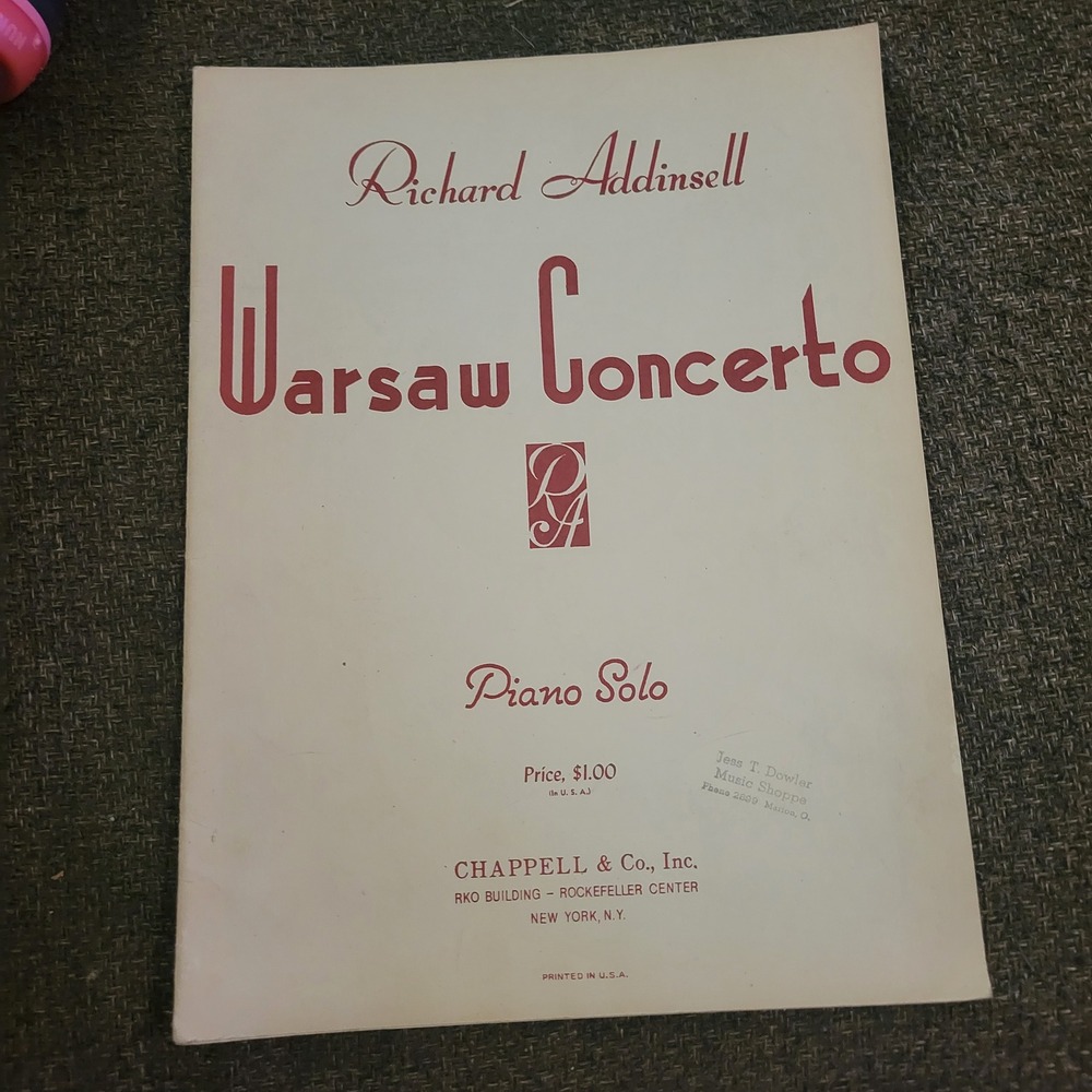 Richard Addinsell Warsaw Concerto Piano Solo Vintage Sheet Music 1942 Chappell